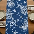 thumbnail image 5 of Table Runners 90 Inches Long Dress Scarves, Navy Blue Coastal Farmhouse Coffee/Dining/Kitchen Table Runner for Living Room, Nautical Beach Starfish Coral Summer 13x90 Inch, 5 of 9