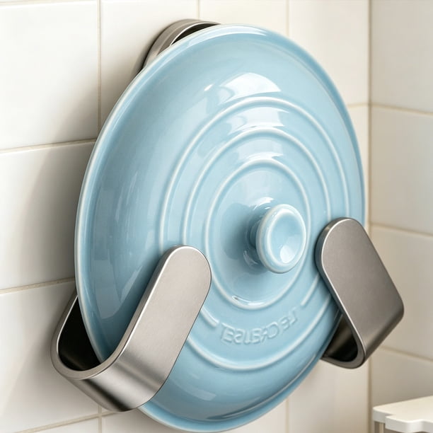 Household Kitchen Suction Cup Pot Lid No Drill Rotating Wall Mounted Storage Rack Cutting Board Organizer