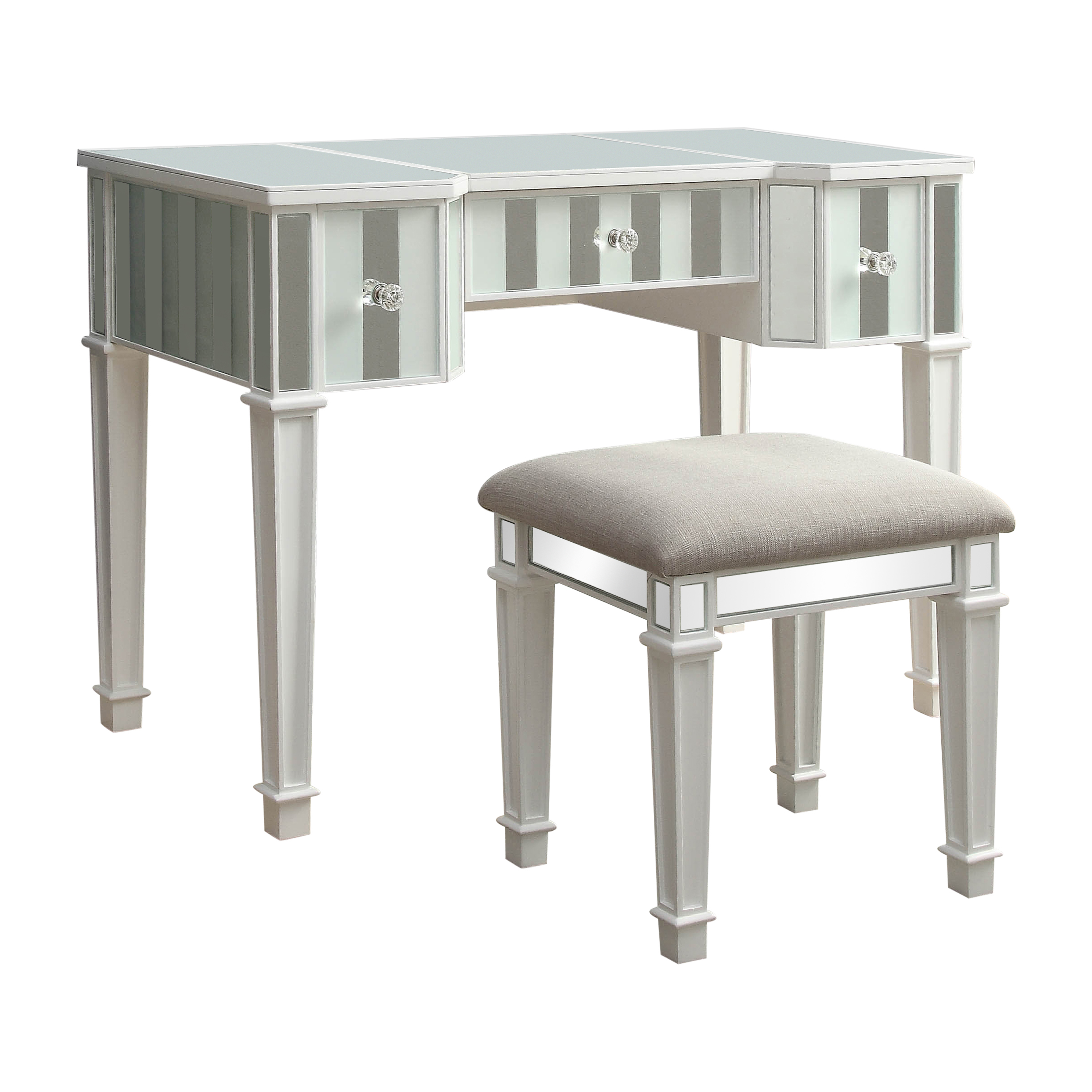 Furniture of America Boise Contemporary 2-Piece Lift-Top Vanity Set, White