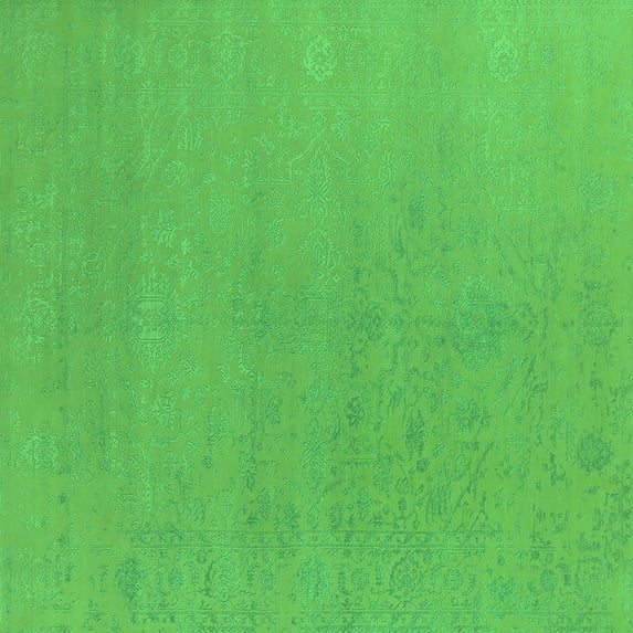 Ahgly Company Indoor Square Oriental Green Industrial Area Rugs, 8' Square