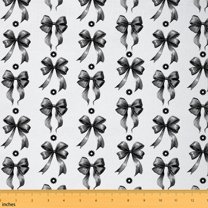Homewish Cartoon Bowknot Kids Fabric by the Yard 1 Yard, Black Bow-tie Room Decor Fabric by the Yard, Kawaii Princess Flower Sewing Fabric, Breathable Home Decor
