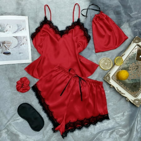 

Womens Summer Outfits AIEOTT Summer Savings Clearance，Two Piece Outfits for Women，Women s Fashion Solid Color V-neck Comfortable Loose Home Nightdress Top+Pants Lounge Workout Sets for Women