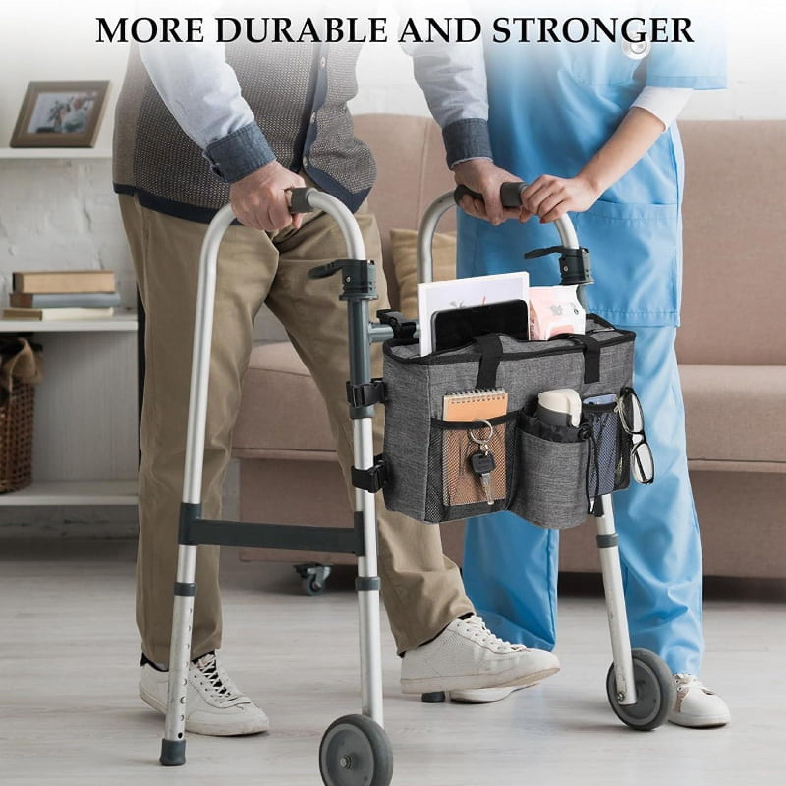 Foldable Walker Accessories with Cup Holder & Organizer Pouch