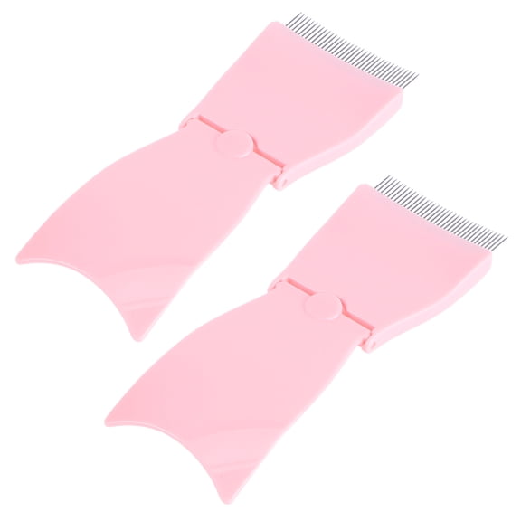 Raindrops Eyebrow Comb For Women 2Pcs Metal Brow Grooming Tool Pink Rosy 11.8*3.9in Folding Design For Home Use