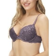 thumbnail image 3 of Deyllo Women's Lace Push Up Padded Plunge Add Cups Underwire Lift Up Bra, Purple 34C, 3 of 7