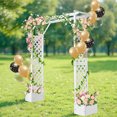 thumbnail image 3 of Ktaxon 7.2ft Large Wood Arch with Planter Box Flat Top Trellis for Garden Climbing Plants White, 3 of 11