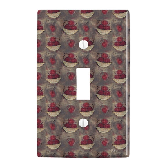 Bowls of Big Cherries Pattern Plastic Wall Decor Toggle Light Switch Plate Cover