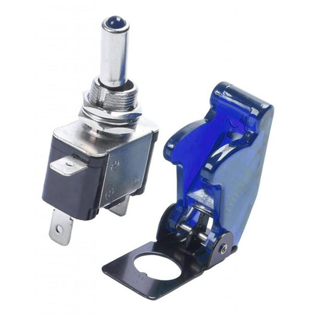 Interrupteur à Bascule à 12 Fonctions Voiture Auto Bateau LED Interrupteurs Éclairés 2 Broches avec Couvercle de Sécurité Bleu