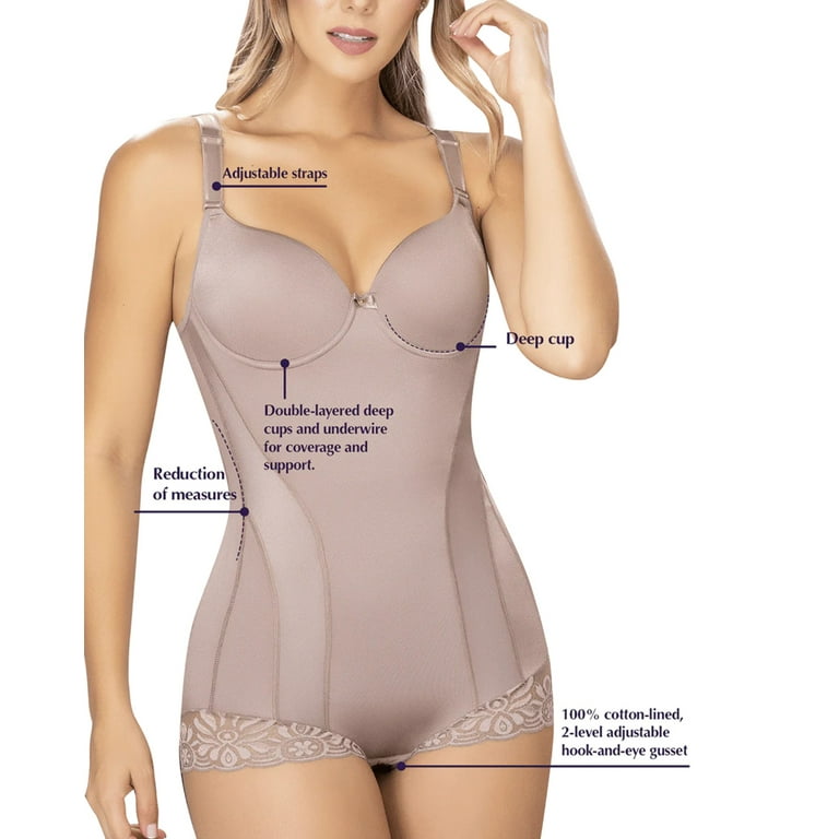 Hip enhancer shapewear bodysuit with a deep cup - Nude 34D