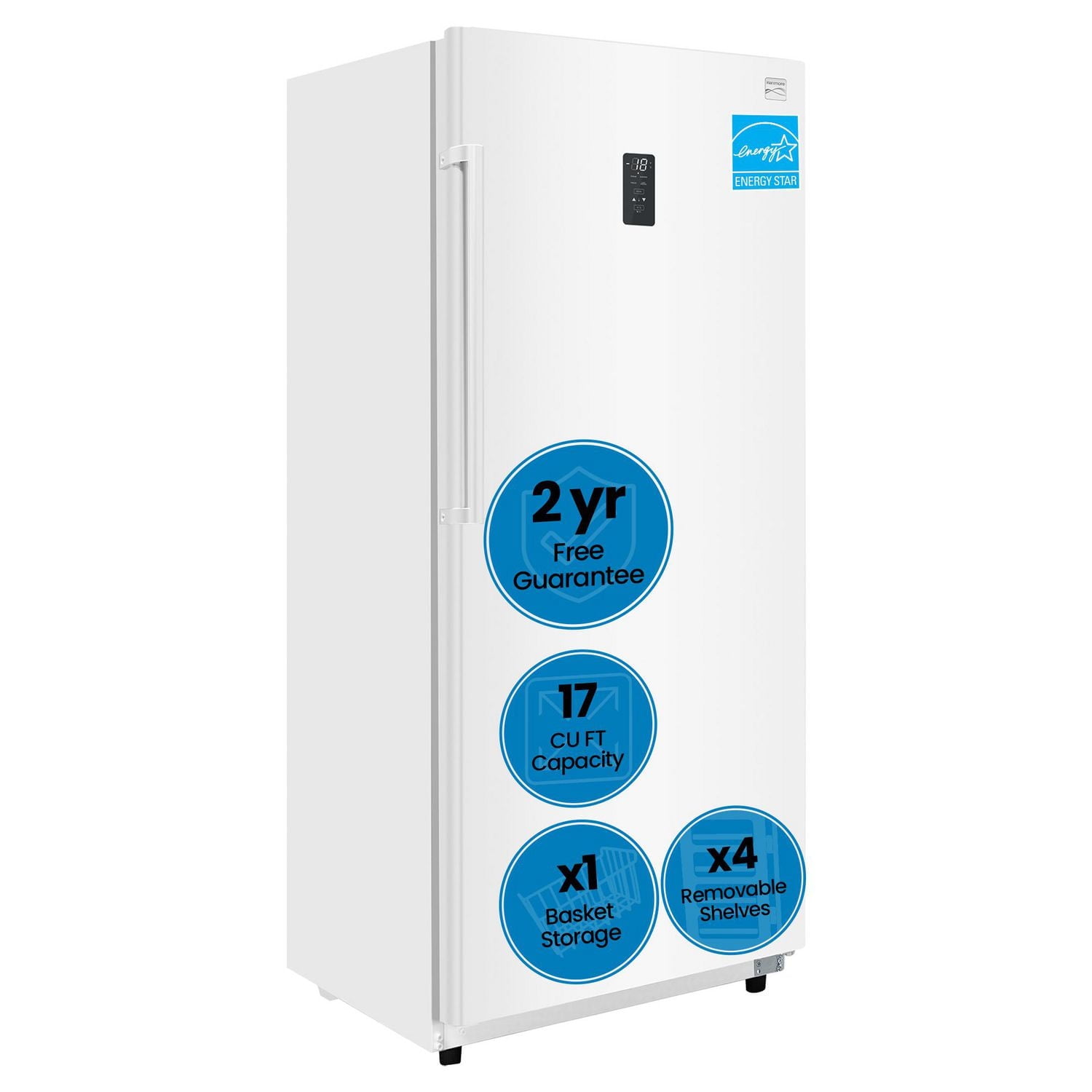 Kenmore 17 Cu. Ft. Convertible Upright Freezer/Refrigerator, 480L, Garage-Ready, Frost-Free, Large Capacity, White