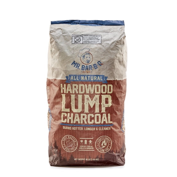 Mr. Bar-B-Q 100% Natural Hardwood Lump Charcoal, 16 lb
