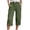 AW23-Army Green, variant on Womens Capri Pants Cotton Linen Drawstring Elastic Waist Split Hem Dressy Casual Summer Cropped Pant Loose Comfortable Lounge Trouser Wine L