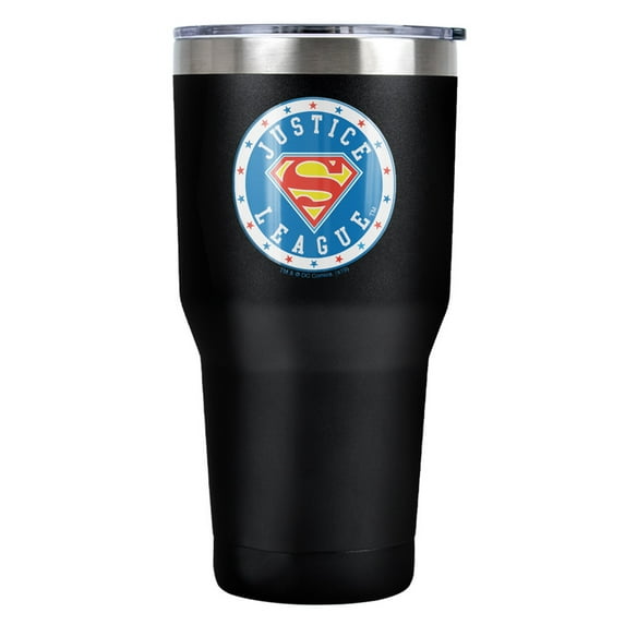 Justice League Athletic Superman Justice League Logo Stainless Steel Tumbler 30 oz Coffee Travel Cup, Vacuum Insulated & Double Wall with Leakproof Sliding Lid