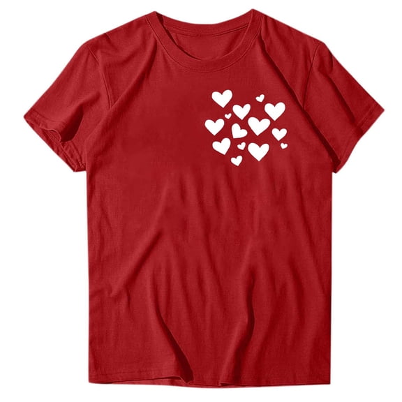 HongQid Women Graphic Funny Cute Red T Shirts Tee Casual Summer T Shirt Valentines(Gift Ideas)