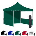 thumbnail image 1 of Green 10x10 Instant Canopy Tent with 1 Full Wall and 2 Half Walls - Commercial Grade Steel Frame with Water-Resistant Canopy Top and Sidewalls - Bonus Canopy Bag and Stake Kit Included (5 Colors), 1 of 8