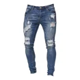 thumbnail image 1 of Pantalones Ajustados De Mezclilla Para Hombre Jeans Rasgados, 1 of 8