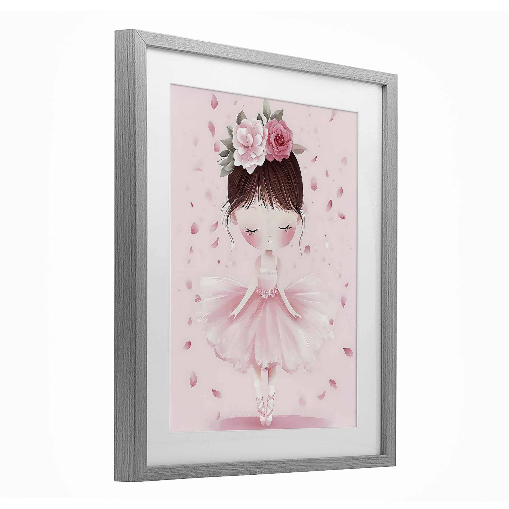 Stupell Industries Ballerina With Floral Headdress Gray Framed Print Under Glass, design by Creative Studio