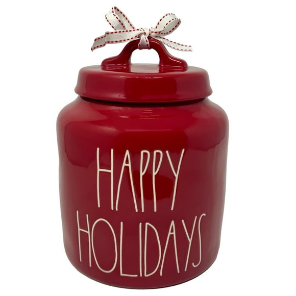 RAE DUNN Joyeuses Fêtes Boîte de Noël Rouge - Collection Artisanale par Magenta – Excellent Ajout à Votre Décoration de Vacances. Contient des Friandises, Bonbons, Farine, Collations, etc.
