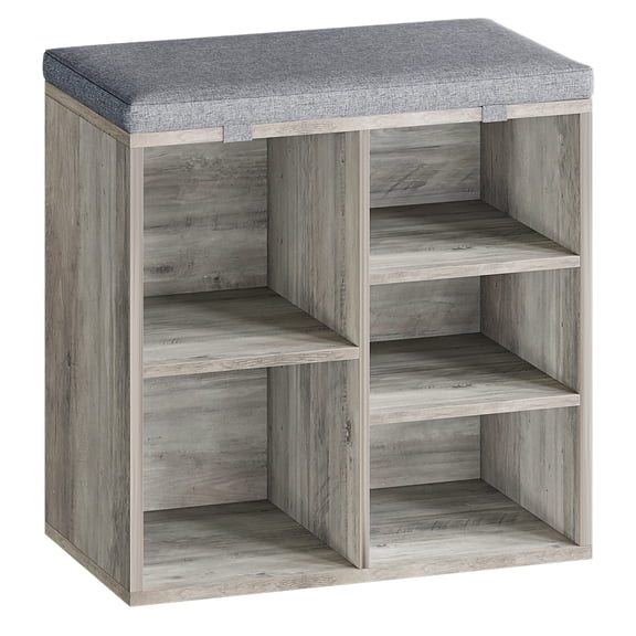 EcoSummer Shoe Storage Bench with Cushion, 3-Tier Adjustable Small Shoe Rack Bench, Cubby Seat Shoe Cabinet for Entryway, Living Room, Hallway, Bedroom, Dorm & Small Apartments (Grey, 20 Inches)
