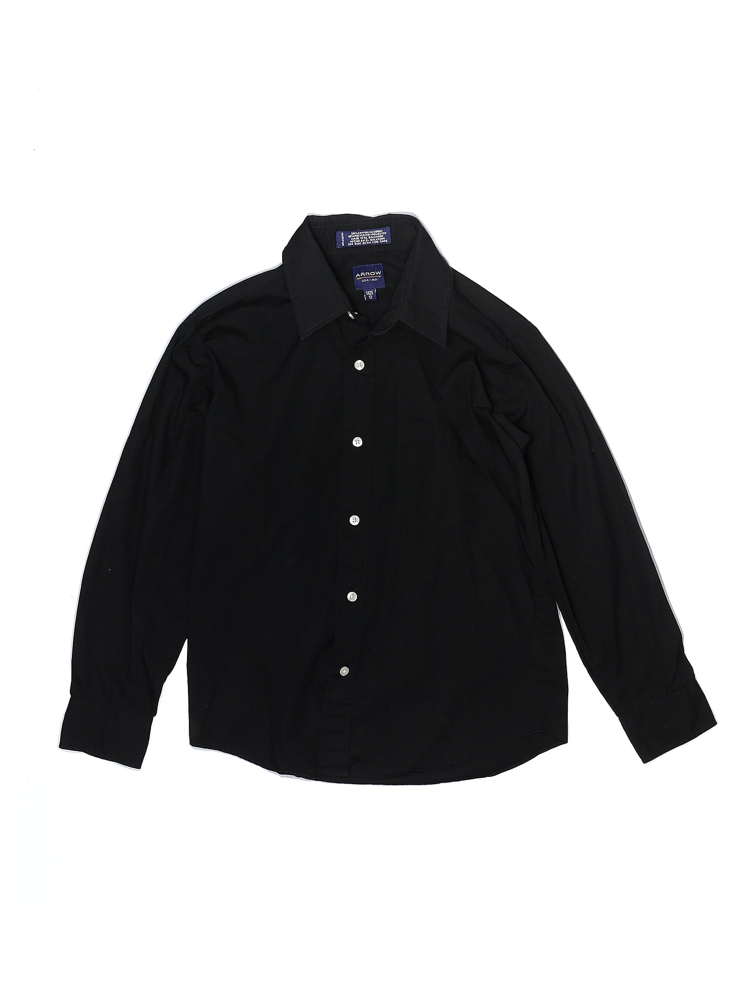 Boys Arrow Brand Black or White Long Sleeve Dress Shirt & Tie Set Size 4 6 