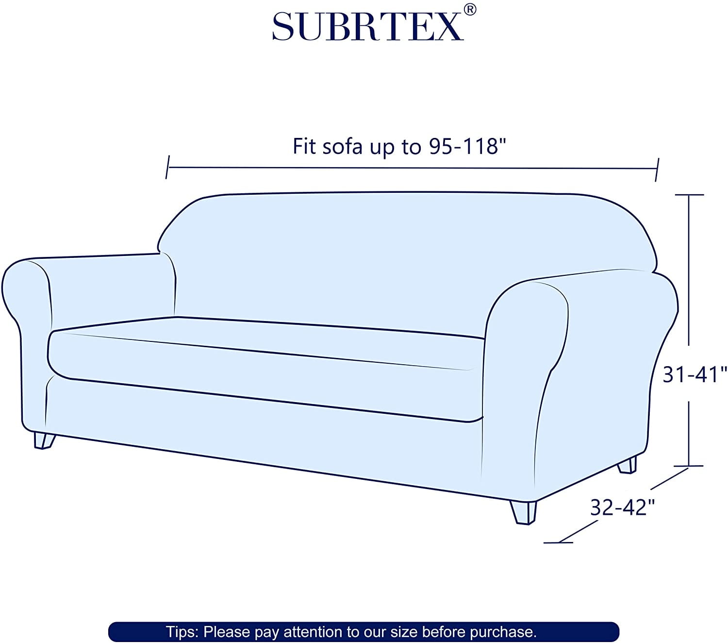 Subrtex Stretch 2-Piece Textured Grid XL Sofa Slipcover, Ivory