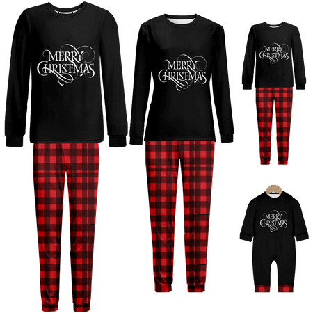 

Matching Family Christmas Pajamas Sets Christmas Print Sizes Baby-Kids-Adult-Pet 2 Pieces Top and Pants Bodysuits Xmas Pjs Set