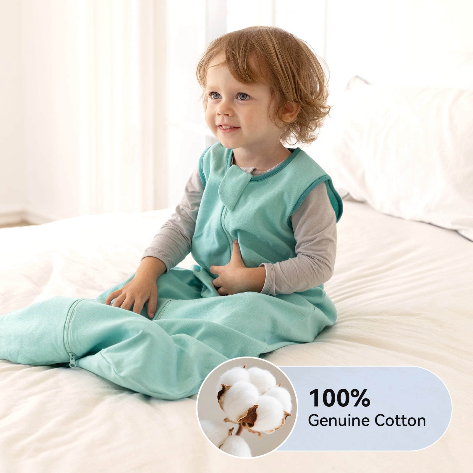 Baby Sleep Sack 0-6 Months 100% Cotton Baby Wearable Blanket 2-Way Zipper Breathable Lightweight Unisex Sleeping Bag 0.5 Tog Toddler Sleep Sack (3 Pack)