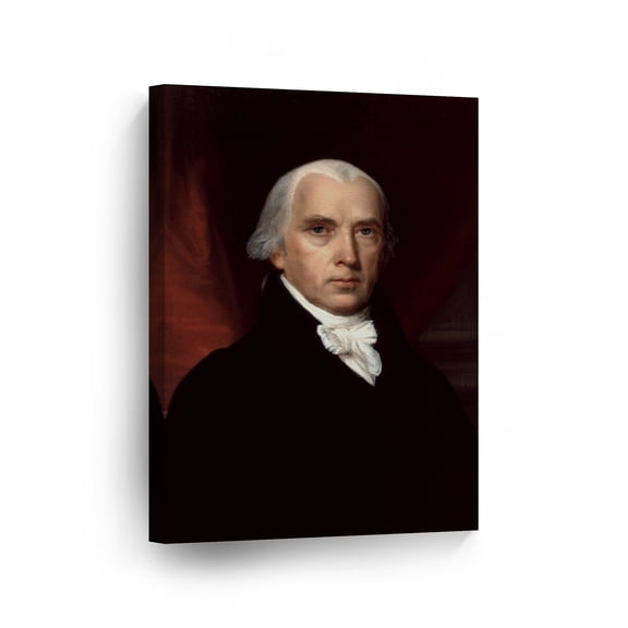Smile Art Design 4th President of The United States of America James Madison Portrait Oil Painting Canvas Wall Art Print American History Political Icon Office Library Living Room Home Decor 36x24