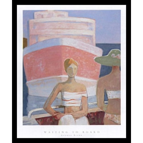 buyartforless FRAMED Waiting to Board by George xiong 24x32 Art Print Poster Abstract Figurative Woman Waiting for Boat... by buyartforless