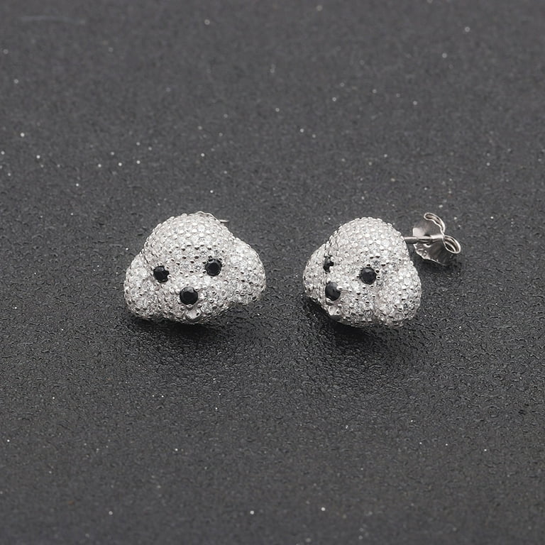 Ginger Lyne Collection Poodle Maltese Stud Earrings with Clear