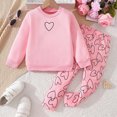 thumbnail image 2 of Futezty Cute Toddler Girls Sweatsuit Casual Heart Print Child Clothes Long Sweatshirt and Sweatpants Fall Outfit 12M-6T, 2 of 7