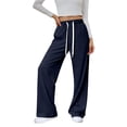 thumbnail image 5 of UDAUDU Womens Wide Leg Sweat Pants 2026 Spring Summer High Waisted Baggy Sweatpants Casual Drawstring Workout Pants with Pockets Navy S, 5 of 5