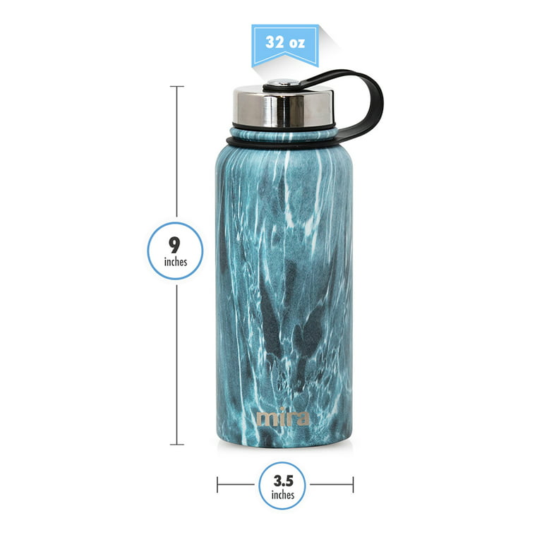 Stainless Steel Insulated Metal Water Bottle Thermos, Double Vaccum, Leak  Proof, 32 oz, Blue, Durable Thermal Coffee & Tea Flask with Temperature