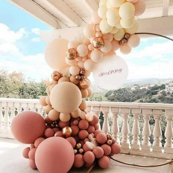 Ensemble de 103 Pcs d'Arche de Ballons Nude Blush Réutilisables, Ensemble d'Arche de Ballons Nude Blush, Trousse de Guirlande d'Arche Décorative en Latex à Double Rembourrage pour Fête Rétro Bohème, Mariage, Fiançailles, Anniversaire