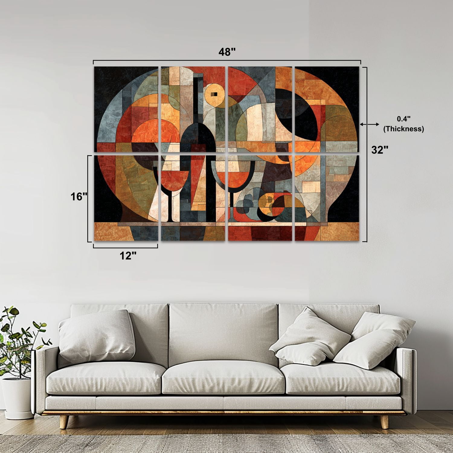 8 Pack Art Acoustic Panels Wine Glass Still Life Abstract Bar Wine Bottle Two Wine Glasses Self Adhesive Sound Absorbing Panels for Home Office Studio Media Room 48"x32"