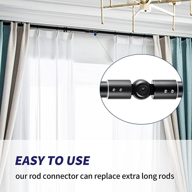 Geloo 2pcs Curtain Rods Corner Connector, Adjustable Curtain Rod Corner Connector For 1 Inch Bay Window Curtain Rods(Black)