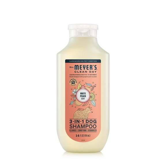Mrs. Meyer's Clean Day 3 in 1 Dog Shampoo, White Peach Scent, 14oz