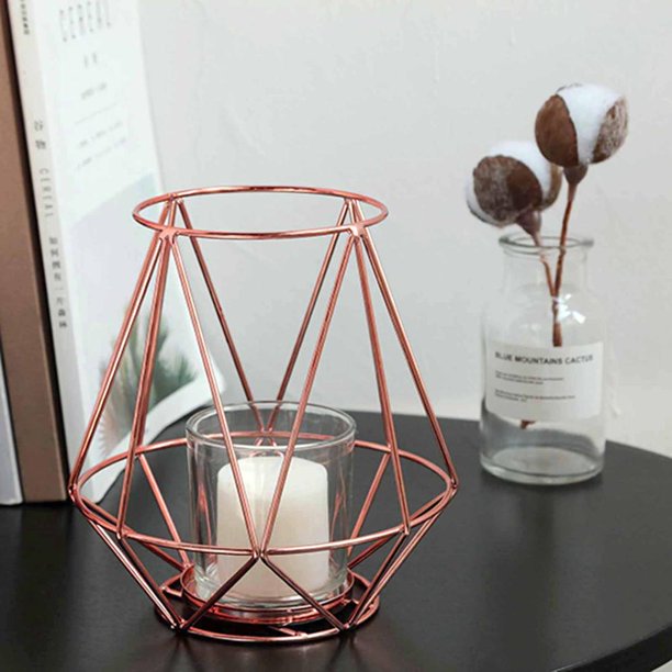 2 Pack 7" Geometric Metal Wired Candle Holder Set With ...