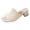 Beige, variant on Women's Lightweight Heeled Sandals Fashion Square Open Toe Backless Mules Chunky Block Low Heel Slip On Slides Dress Shoes Brown Size9