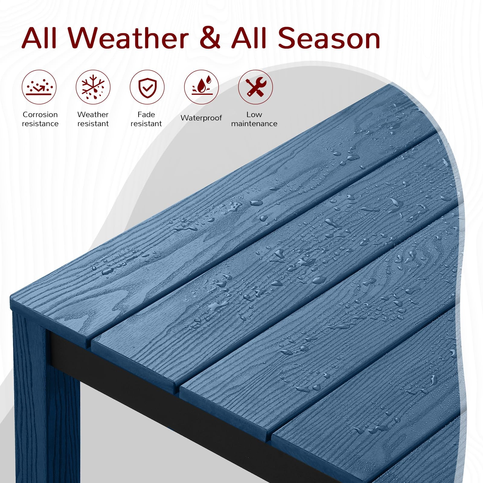 STOOG Patio Dining Table for 6 Person with Umbrella Hole, 63" All-Weather Outdoor Dining Table for Garden, Backyard, Poolside, Blue