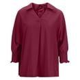 thumbnail image 5 of Breezora Women's Loose Fit Blouse with Puff Sleeves Comfortable Work Shirt V Neck Casual Top for Office Wear XXL Size Red, 5 of 5