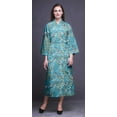 thumbnail image 4 of Bimba Turquoise Blue Leaves Red Berries Printed Crossover Robes Bridesmaid Getting Ready Shirt Dresses Bathrobes For Women X, 4 of 5