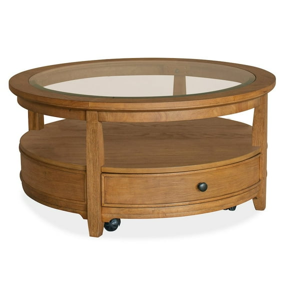 Magnussen Home Durant Honey Brown Round Cocktail Table With Casters