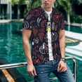 thumbnail image 6 of Zufioo Thanksgiving Print Men's Baseball Short Sleeve, Moisture Wicking Button-Down Hip Hop Tee-Large, 6 of 7