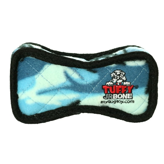 Tuffy Junior Bone2 Camo Blue Durable Plush Squeaky Dog Toy