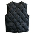 thumbnail image 5 of Fusipu Sleeveless Flap Pockets Rhombus Pattern Single-breasted Cotton Waistcoat Autumn Winter Solid Color O-neck Vest Coat Home Wear, 5 of 8