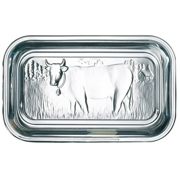 Cow Embossed Butter Dish, ½ lb Capacity, Glass 2-Piece