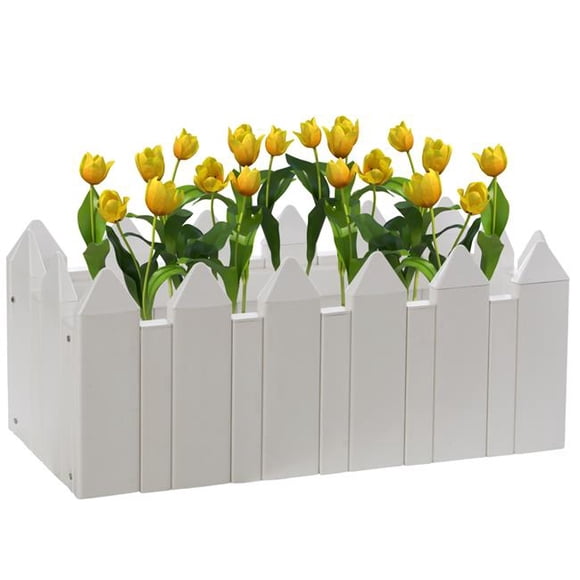 Gardenised QI004006A.L Jardinière en Vinyle 10.5 x 25.5 x 10.5 Po. Pot de Fleurs pour Jardin, Blanc