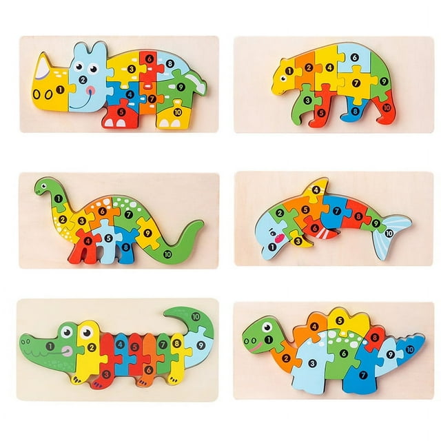 Juguetes De Rompecabezas A Juego De Animales En 3D, Interesante Rompecabezas 3D A Juego De Animales Sin BPA Educativo De Madera De 6 Piezas Para La Escuela De 2 A 5 Años