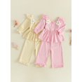 thumbnail image 3 of RUINIXCW Toddler Girls Fall Outfits Long Sleeve Striped Tops and Ruffled Pants Set, 3 of 8